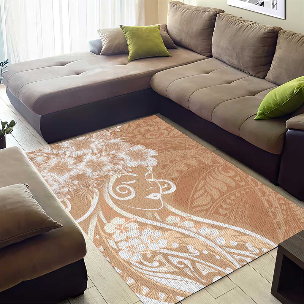 Polynesian Women's Day Area Rug Brown Hibiscus Flowers With Polynesian Pattern LT05 - Polynesian Pride