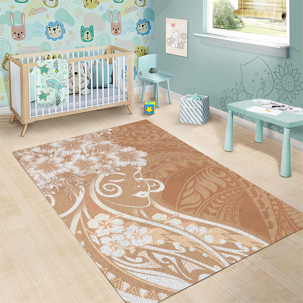 Polynesian Women's Day Area Rug Brown Hibiscus Flowers With Polynesian Pattern LT05 - Polynesian Pride