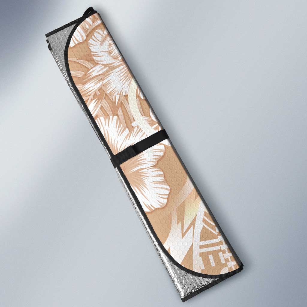 Polynesian Women's Day Auto Sun Shade Brown Hibiscus Flowers With Polynesian Pattern