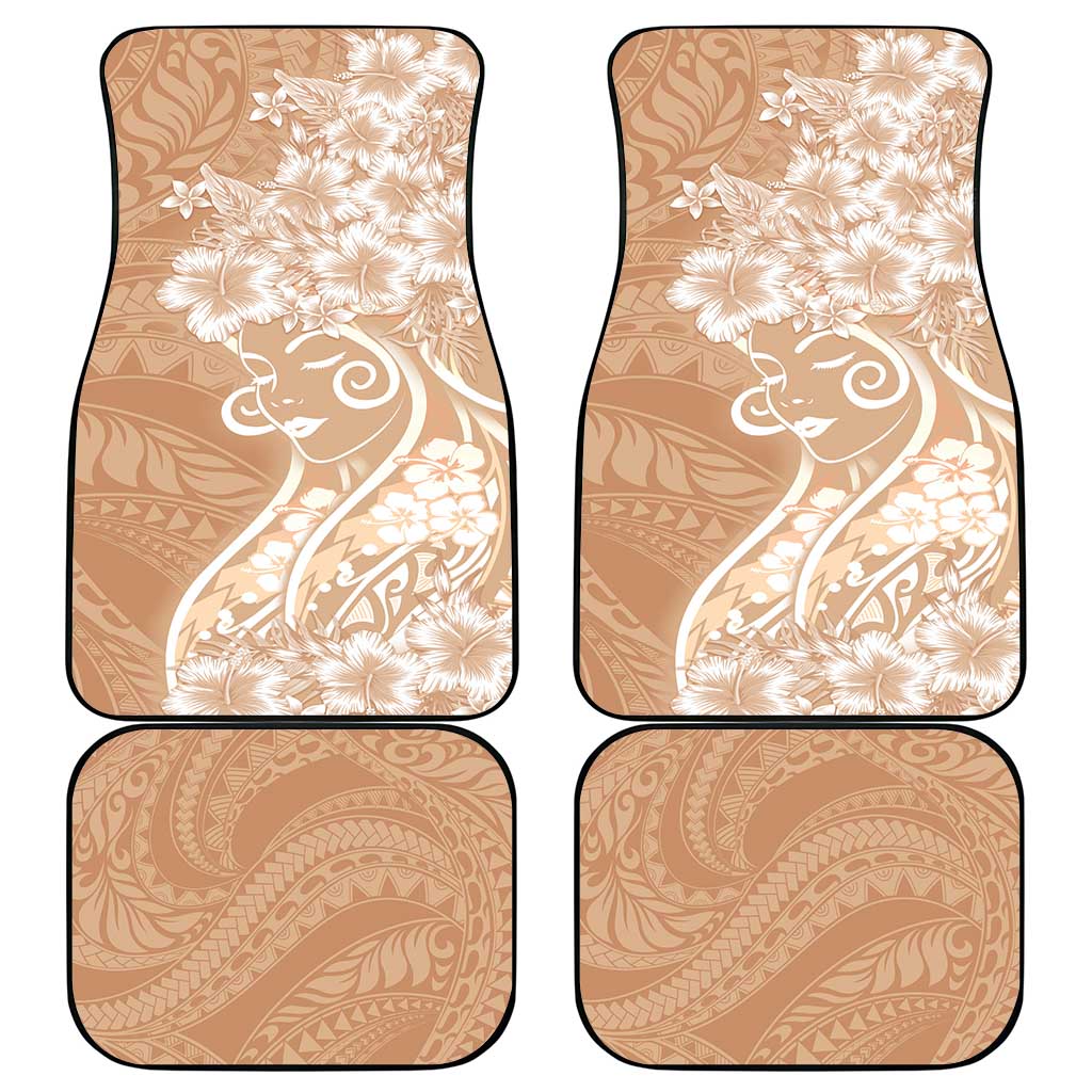 Polynesian Women's Day Car Mats Brown Hibiscus Flowers With Polynesian Pattern LT05 - Polynesian Pride
