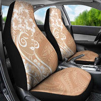 Polynesian Women's Day Car Seat Cover Brown Hibiscus Flowers With Polynesian Pattern