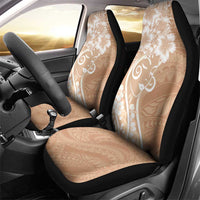 Polynesian Women's Day Car Seat Cover Brown Hibiscus Flowers With Polynesian Pattern