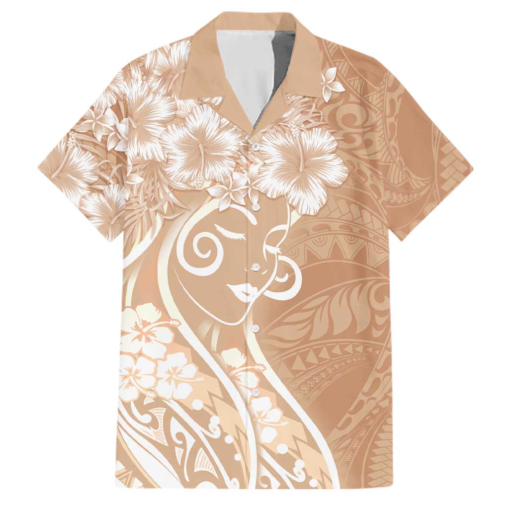 Polynesian Women's Day Family Matching Long Sleeve Bodycon Dress and Hawaiian Shirt Brown Hibiscus Flowers With Polynesian Pattern