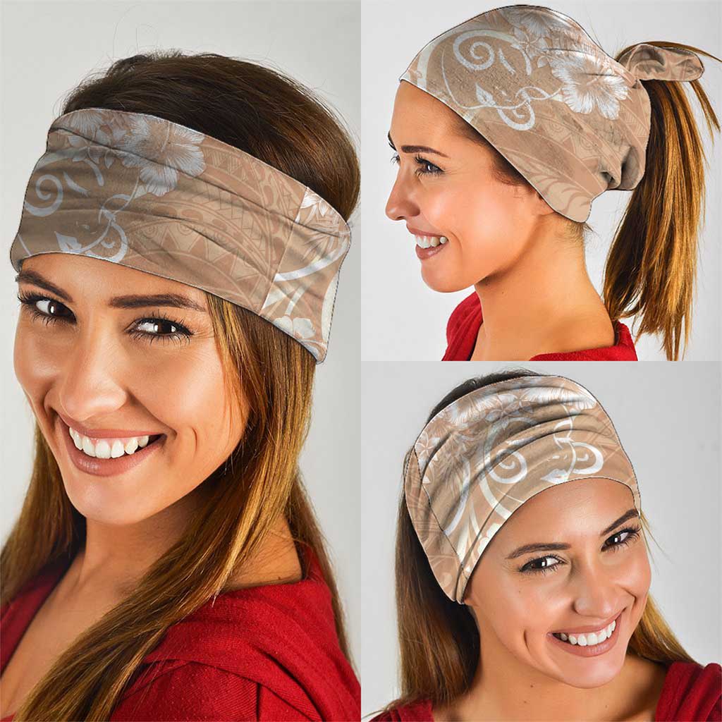 Polynesian Women's Day Neck Gaiter Brown Hibiscus Flowers With Polynesian Pattern