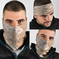 Polynesian Women's Day Neck Gaiter Brown Hibiscus Flowers With Polynesian Pattern
