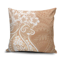 Polynesian Women's Day Pillow Cover Brown Hibiscus Flowers With Polynesian Pattern