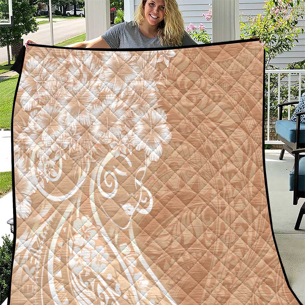Polynesian Women's Day Quilt Brown Hibiscus Flowers With Polynesian Pattern LT05 Brown - Polynesian Pride