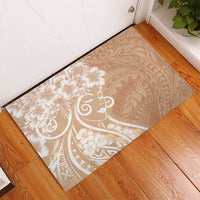 Polynesian Women's Day Rubber Doormat Brown Hibiscus Flowers With Polynesian Pattern
