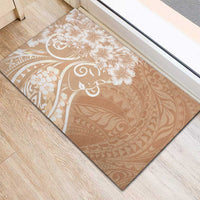 Polynesian Women's Day Rubber Doormat Brown Hibiscus Flowers With Polynesian Pattern