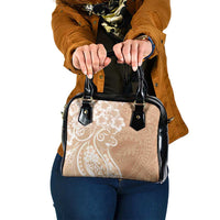 Polynesian Women's Day Shoulder Handbag Brown Hibiscus Flowers With Polynesian Pattern