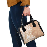 Polynesian Women's Day Shoulder Handbag Brown Hibiscus Flowers With Polynesian Pattern