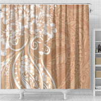 Polynesian Women's Day Shower Curtain Brown Hibiscus Flowers With Polynesian Pattern
