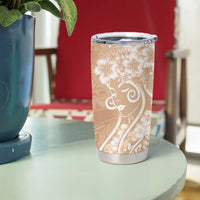 Polynesian Women's Day Tumbler Cup Brown Hibiscus Flowers With Polynesian Pattern LT05 - Polynesian Pride