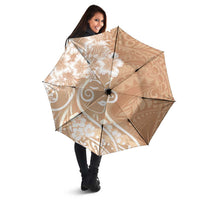 Polynesian Women's Day Umbrella Brown Hibiscus Flowers With Polynesian Pattern