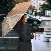 Polynesian Women's Day Umbrella Brown Hibiscus Flowers With Polynesian Pattern