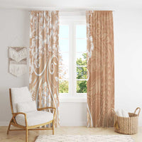 Polynesian Women's Day Window Curtain Brown Hibiscus Flowers With Polynesian Pattern