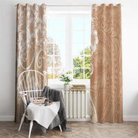 Polynesian Women's Day Window Curtain Brown Hibiscus Flowers With Polynesian Pattern