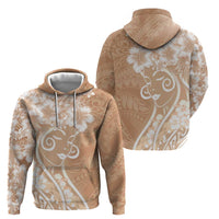 Polynesian Women's Day Zip Hoodie Brown Hibiscus Flowers With Polynesian Pattern LT05 - Polynesian Pride