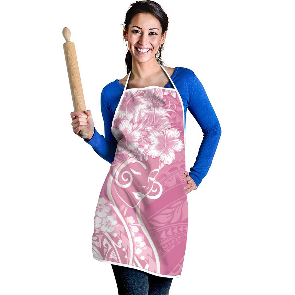 Polynesian Women's Day Apron Pink Hibiscus Flowers With Polynesian Pattern