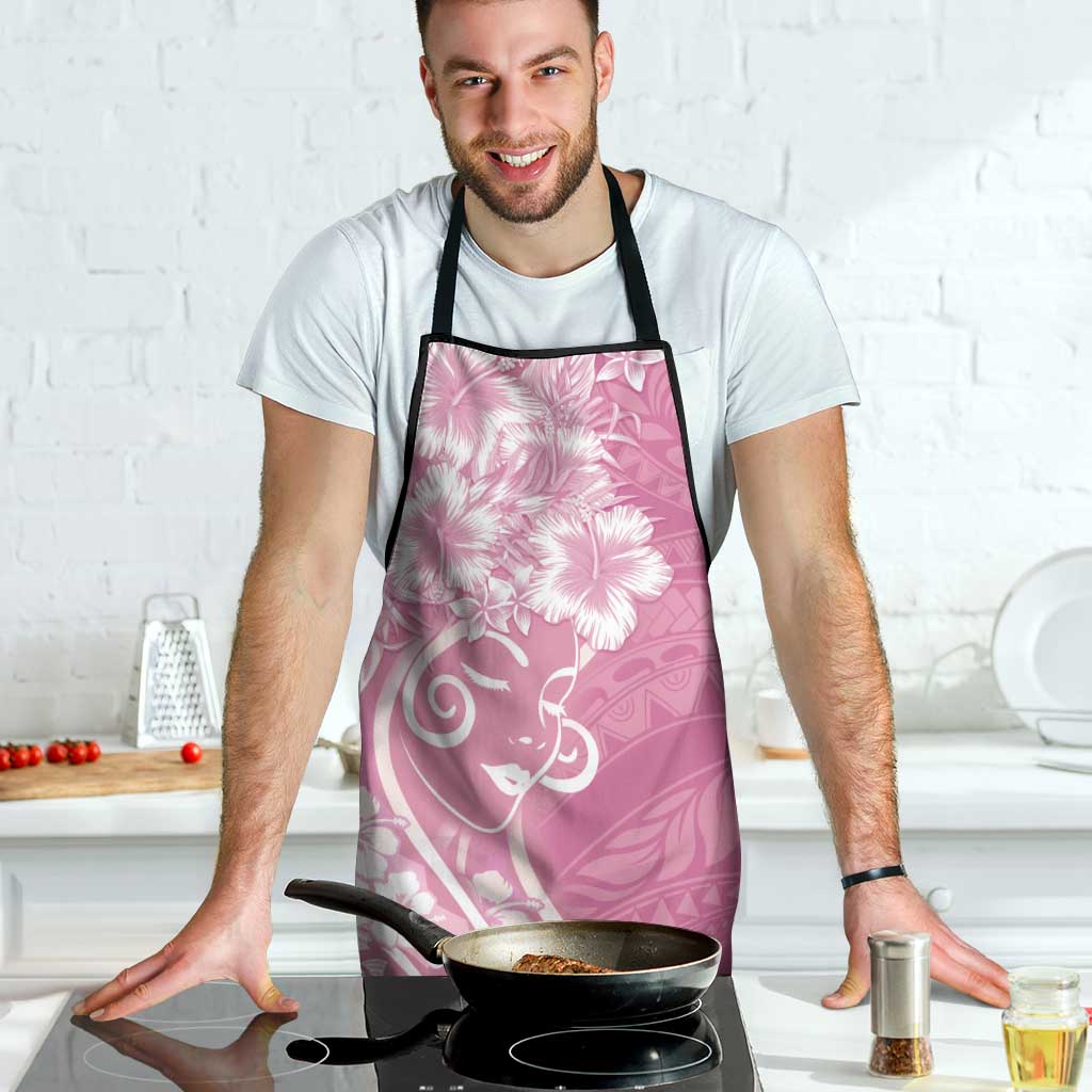 Polynesian Women's Day Apron Pink Hibiscus Flowers With Polynesian Pattern