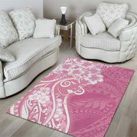 Polynesian Women's Day Area Rug Pink Hibiscus Flowers With Polynesian Pattern LT05 - Polynesian Pride
