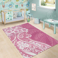 Polynesian Women's Day Area Rug Pink Hibiscus Flowers With Polynesian Pattern LT05 - Polynesian Pride