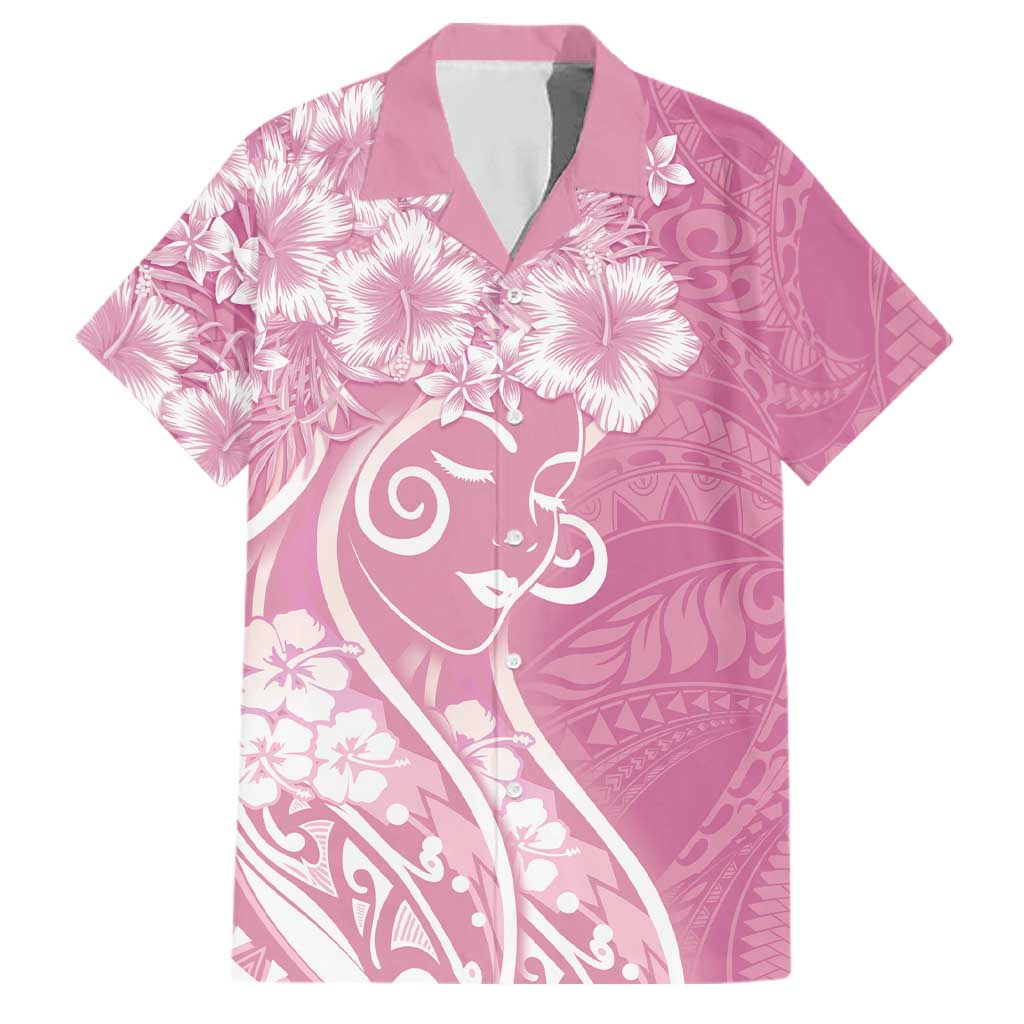Polynesian Women's Day Family Matching Short Sleeve Bodycon Dress and Hawaiian Shirt Pink Hibiscus Flowers With Polynesian Pattern LT05 Dad's Shirt - Short Sleeve Pink - Polynesian Pride