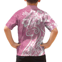 Polynesian Women's Day Kid Hawaiian Shirt Pink Hibiscus Flowers With Polynesian Pattern LT05 - Polynesian Pride
