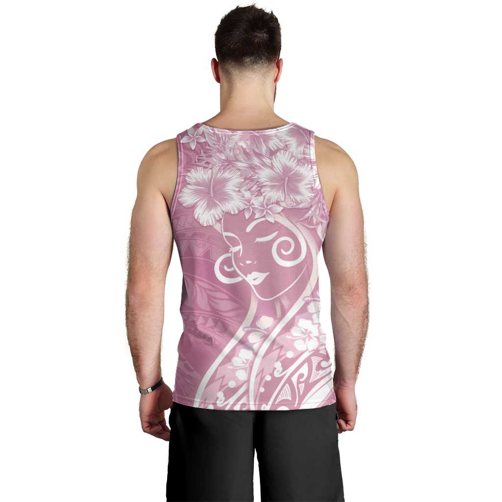 Polynesian Women's Day Men Tank Top Pink Hibiscus Flowers With Polynesian Pattern LT05 - Polynesian Pride