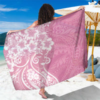 Polynesian Women's Day Sarong Pink Hibiscus Flowers With Polynesian Pattern