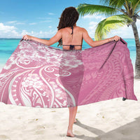 Polynesian Women's Day Sarong Pink Hibiscus Flowers With Polynesian Pattern