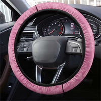 Polynesian Women's Day Steering Wheel Cover Pink Hibiscus Flowers With Polynesian Pattern