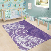Polynesian Women's Day Area Rug Purple Hibiscus Flowers With Polynesian Pattern LT05 - Polynesian Pride