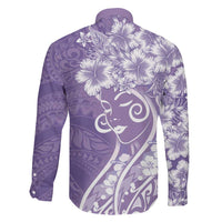 Polynesian Women's Day Family Matching Puletasi and Hawaiian Shirt Purple Hibiscus Flowers With Polynesian Pattern LT05 - Polynesian Pride