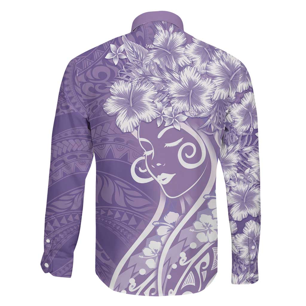 Polynesian Women's Day Family Matching Short Sleeve Bodycon Dress and Hawaiian Shirt Purple Hibiscus Flowers With Polynesian Pattern LT05 - Polynesian Pride