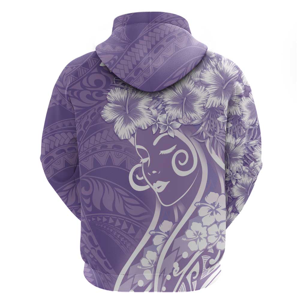 Polynesian Women's Day Hoodie Purple Hibiscus Flowers With Polynesian Pattern LT05 - Polynesian Pride