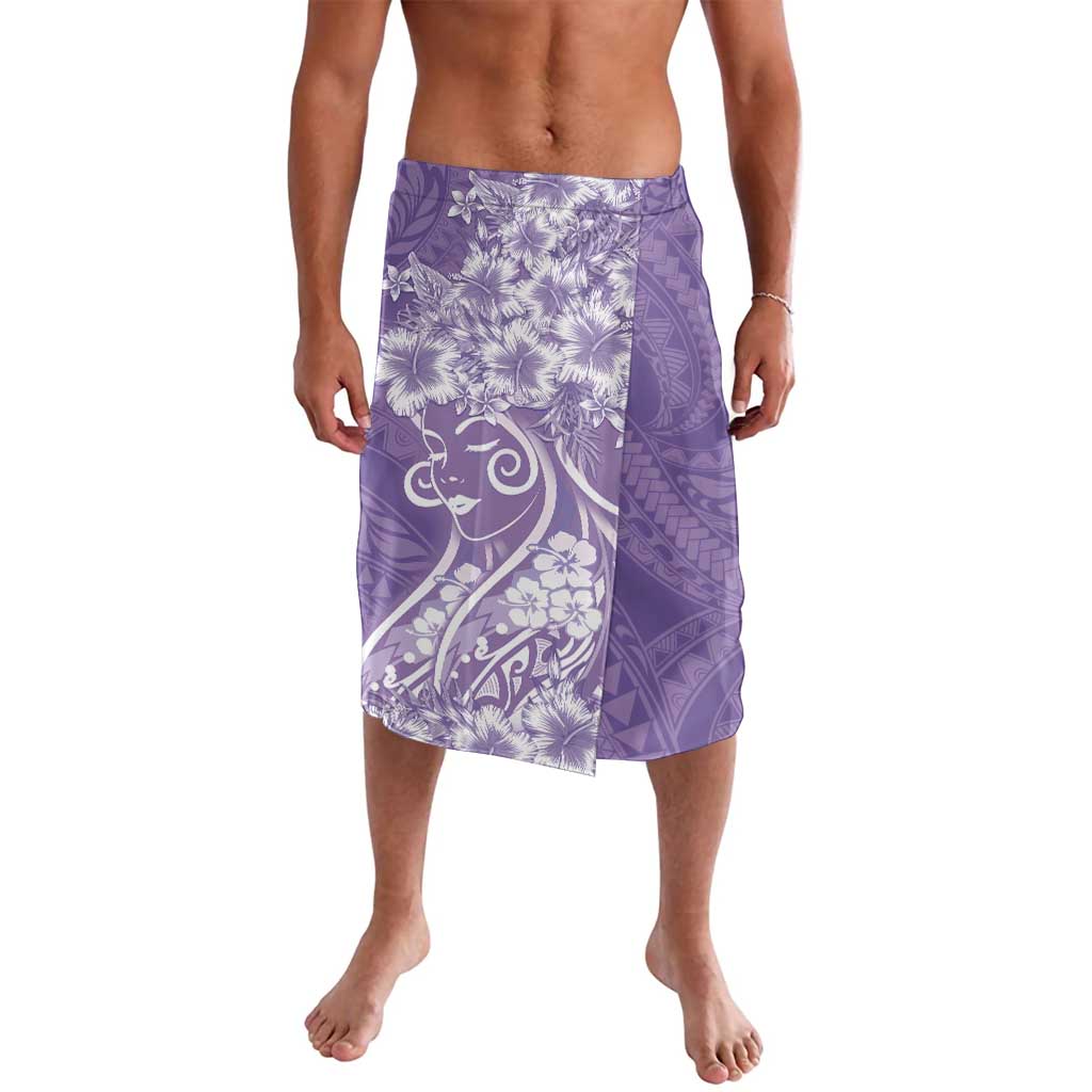 Polynesian Women's Day Lavalava Purple Hibiscus Flowers With Polynesian Pattern LT05 Purple - Polynesian Pride