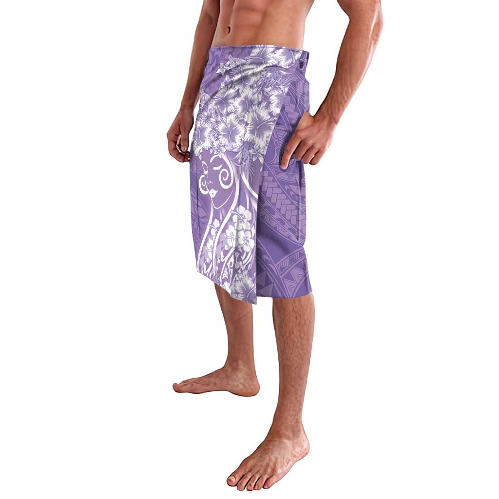 Polynesian Women's Day Lavalava Purple Hibiscus Flowers With Polynesian Pattern LT05 - Polynesian Pride