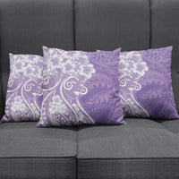 Polynesian Women's Day Pillow Cover Purple Hibiscus Flowers With Polynesian Pattern