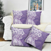 Polynesian Women's Day Pillow Cover Purple Hibiscus Flowers With Polynesian Pattern