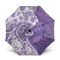 Polynesian Women's Day Umbrella Purple Hibiscus Flowers With Polynesian Pattern