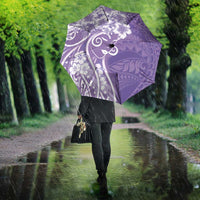Polynesian Women's Day Umbrella Purple Hibiscus Flowers With Polynesian Pattern