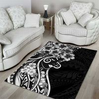Polynesian Women's Day Area Rug Black Hibiscus Flowers With Polynesian Pattern LT05 - Polynesian Pride