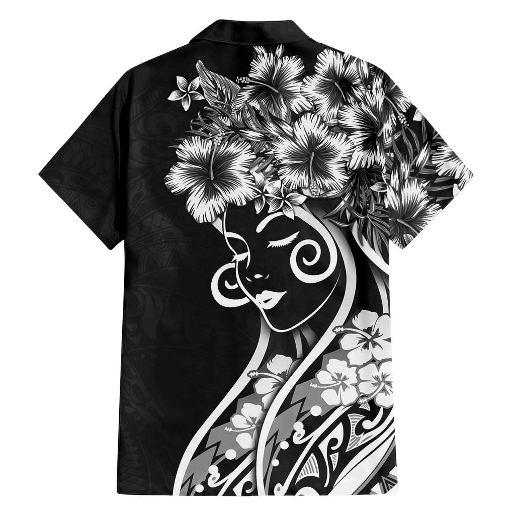 Polynesian Women's Day Family Matching Mermaid Dress and Hawaiian Shirt Black Hibiscus Flowers With Polynesian Pattern