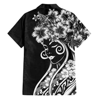 Polynesian Women's Day Family Matching Mermaid Dress and Hawaiian Shirt Black Hibiscus Flowers With Polynesian Pattern
