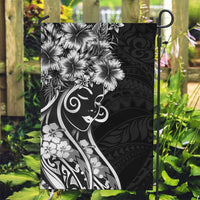 Polynesian Women's Day Garden Flag Black Hibiscus Flowers With Polynesian Pattern