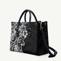 Polynesian Women's Day Leather Bag Black Hibiscus Flowers With Polynesian Pattern