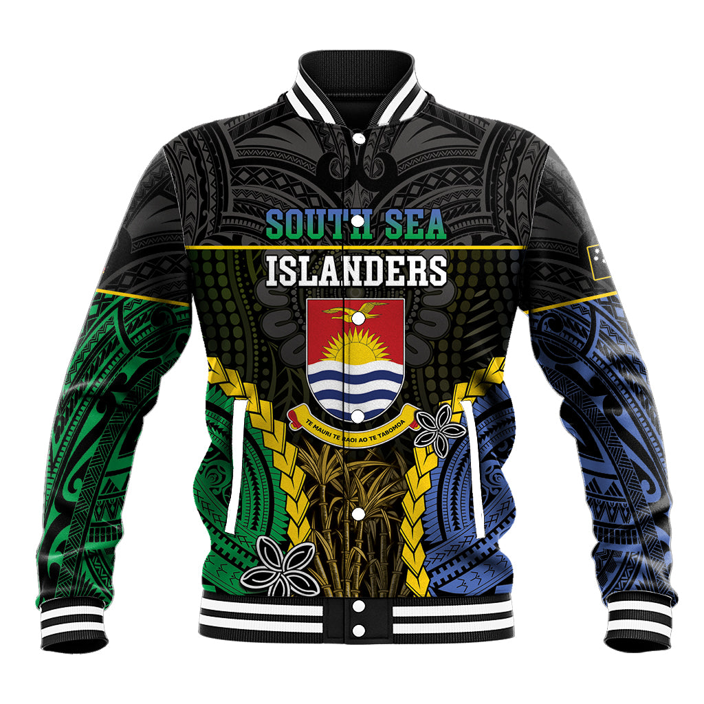 Personalised South Sea Islanders And Gilbert Islands Baseball Jacket Kanakas Polynesian Pattern