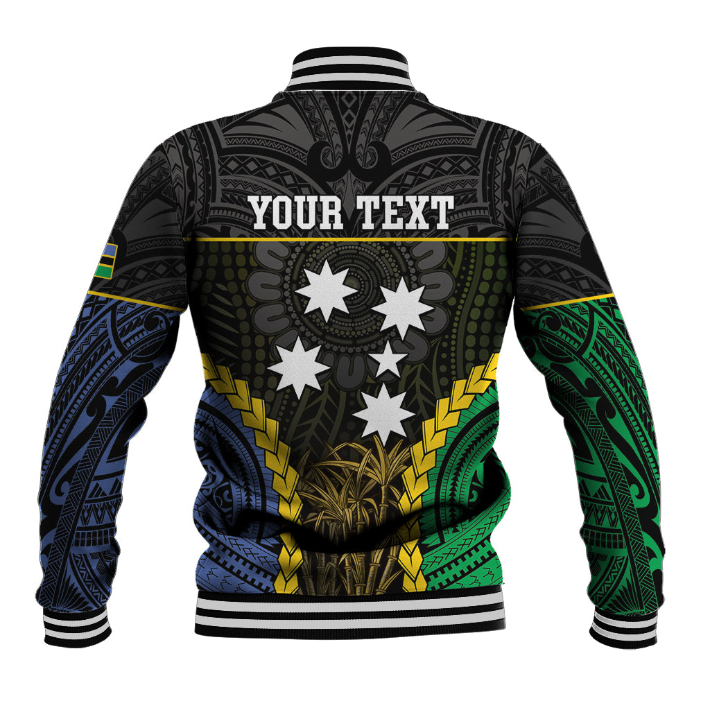 Personalised South Sea Islanders And Gilbert Islands Baseball Jacket Kanakas Polynesian Pattern