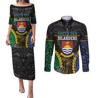 Personalised South Sea Islanders And Gilbert Islands Couples Matching Puletasi and Long Sleeve Button Shirt Kanakas Polynesian Pattern